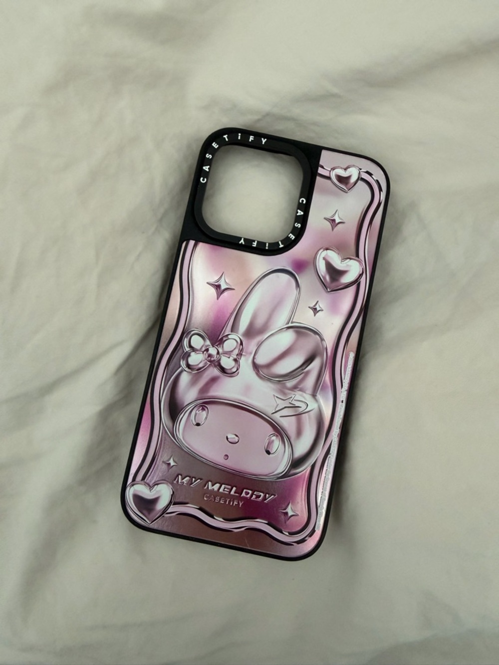 Casetify My Melody Chrome Iridescent Pink Chrome iPhone 15 Pro Max Case
